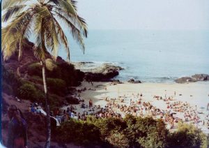 2nd or 3rd Full Moon Party on South Anjuna Beach, Goa 1976. Photo by Sunny Schneider